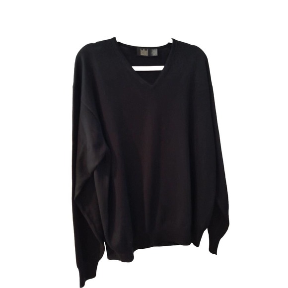 Belford 100% Extra Fine Merino Wool V-neck Long Sleeve Black Sweater Men's Sz L - Picture 3 of 12